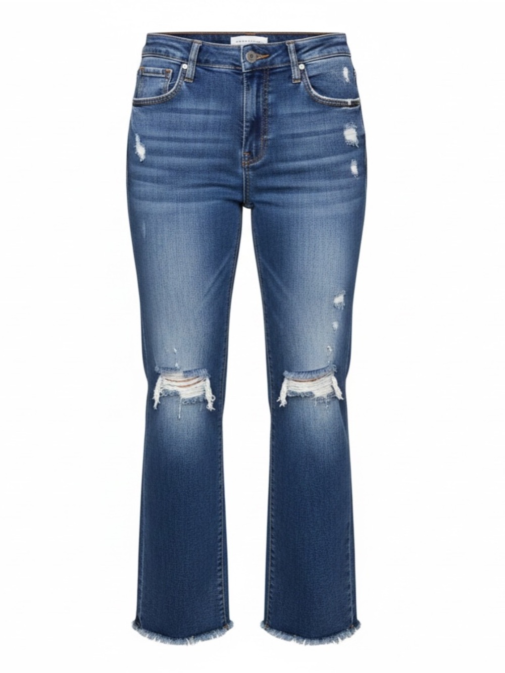 Risen Jeans Distressed Denim with Raw Hem - SKU 1138